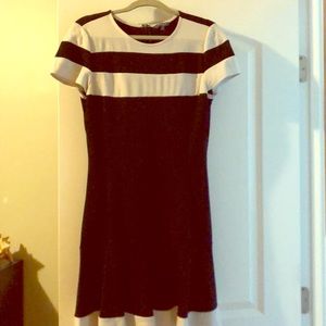 Black and White Flounce Shift Dress